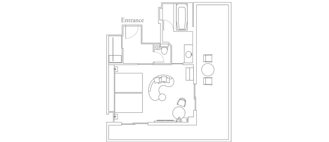 ジュニアコーナースイート 南・西側 南・東側の間取り図